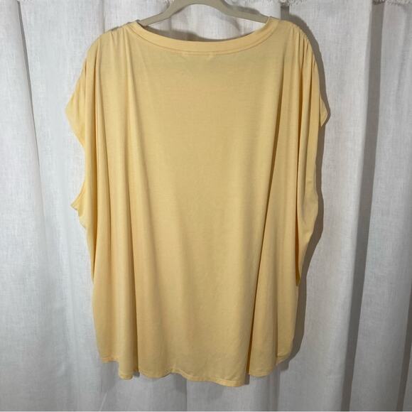 Athleta yellow Getaway Tee shirred shoulders size 3X Athleisure soft loungewear - Picture 2 of 7